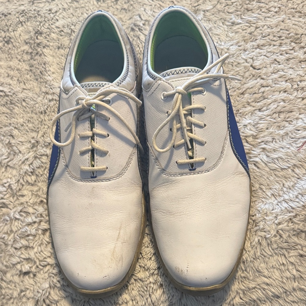 Men's Puma White and Blue spikeless Golf Shoes